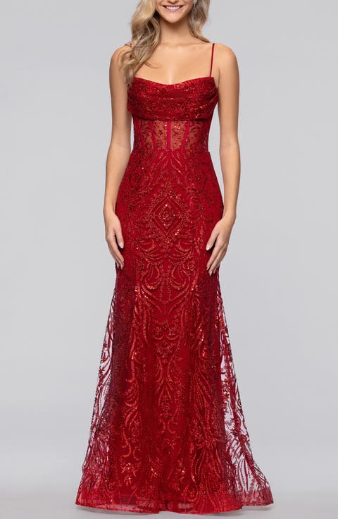 Glitter Corset Sleeveless Gown
