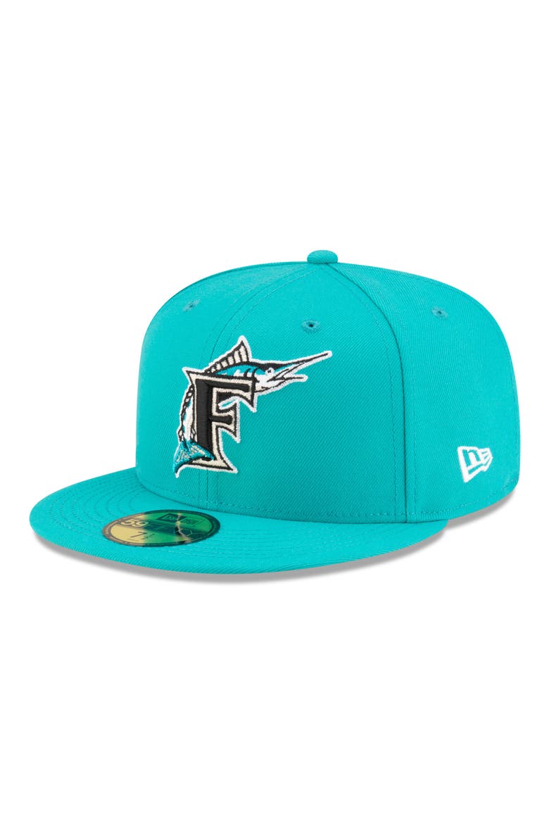 x Diet Starts Monday 59FIFTY Florida Marlins Fitted Baseball Cap, Main, color, BLUE/ GREEN