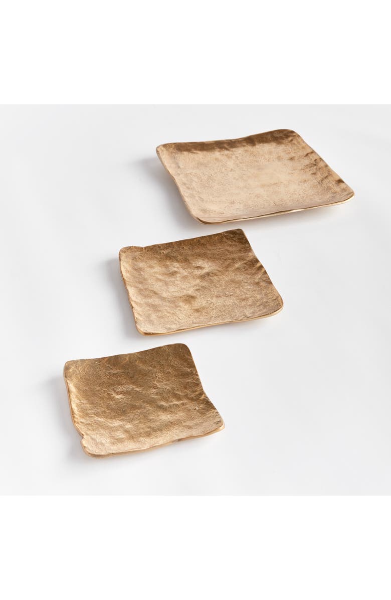 Napa Home & Garden Imani Decorative Square Gold Aluminum Metal Trays, Set of 3, Alternate, color,