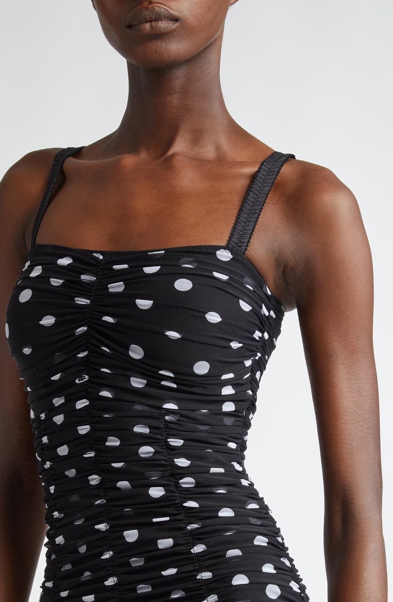 Dolce&Gabbana Polka Dot Ruched Tulle Midi Dress, Alternate, color, Hnzrw Pois Med 1 5 F.nero
