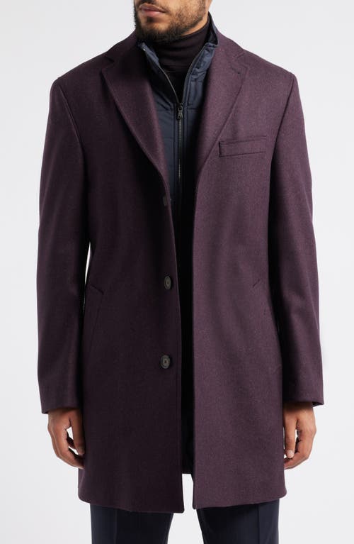 Jack Victor Delroy Wool Topcoat with Removable Bib in Burgundy 