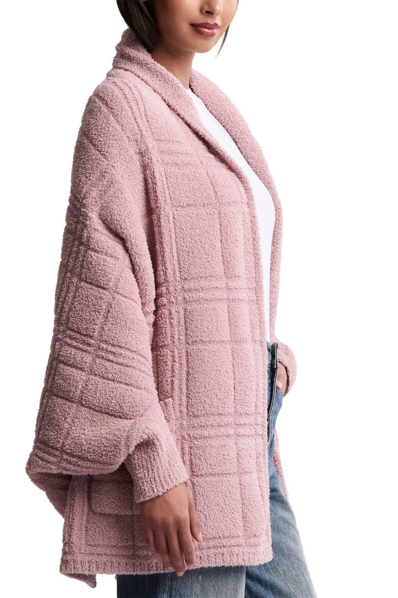 CozyChic® Tonal Plaid Open Front Cardigan, Alternate, color, TEABERRY