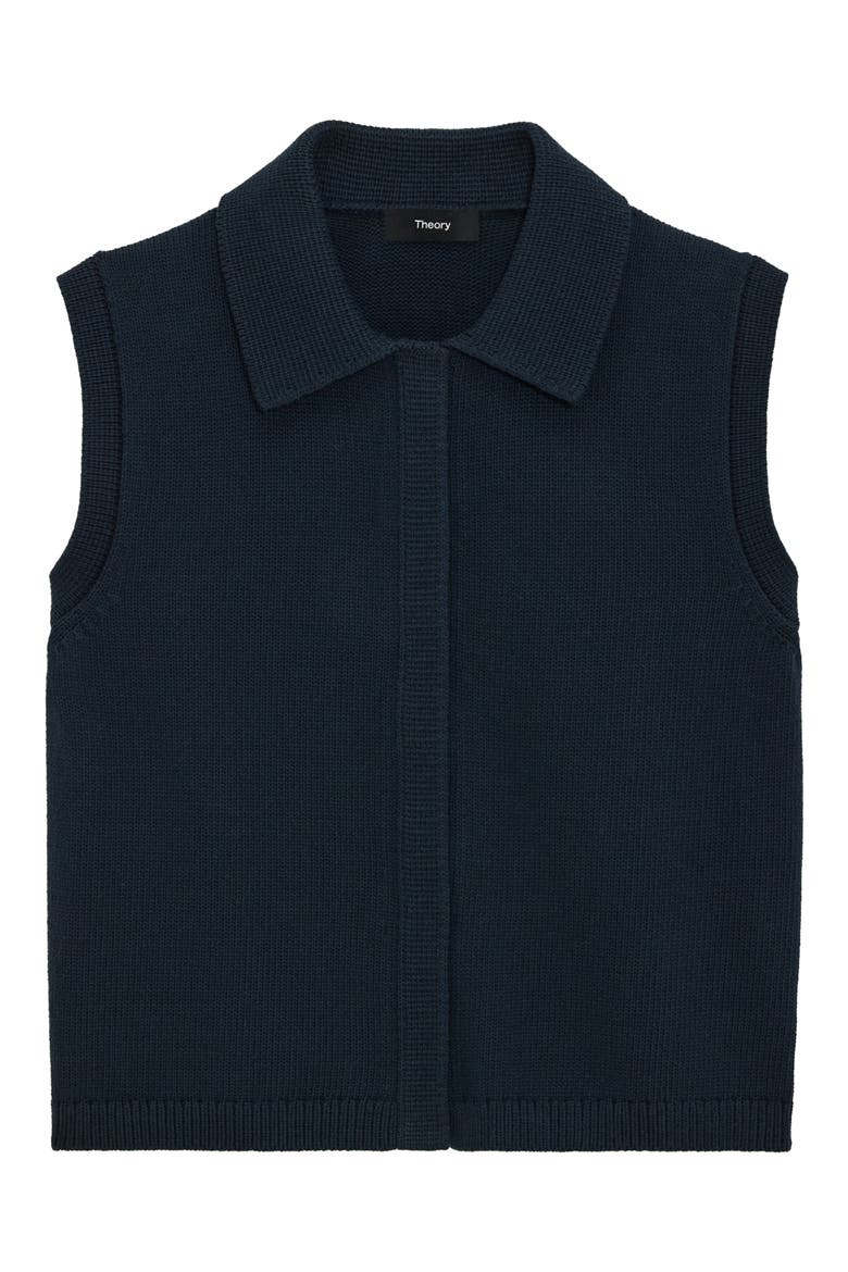 Stretch Cotton Blend Zip Sweater Vest, Alternate, color, NAVY
