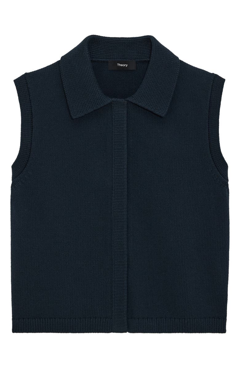 Theory Stretch Cotton Blend Zip Sweater Vest, Alternate, color,