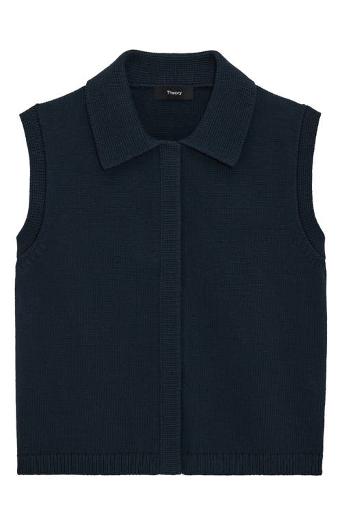 Theory Zip-up Vest In Rounded Cotton In Navy