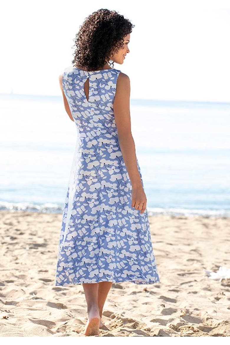Women's Sleeveless A-Line Dress, Alternate, color, Blue-Printed