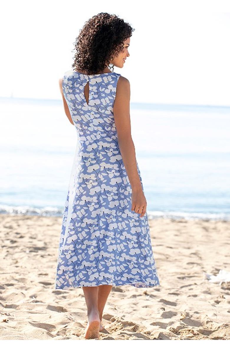 LASCANA Women's Sleeveless A-Line Dress, Alternate, color, Blue-Printed