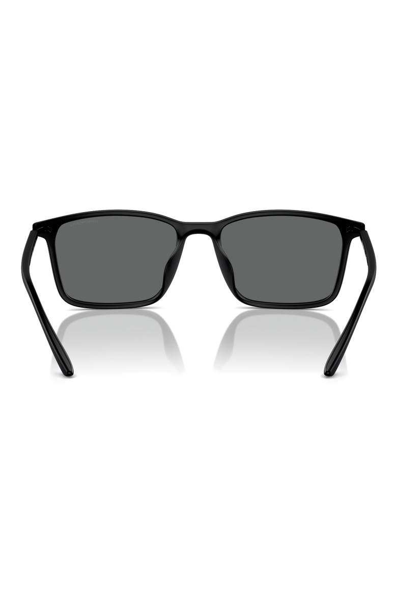 56mm Rectangle Sunglasses, Alternate, color, MATTE BLACK / DARK GREY