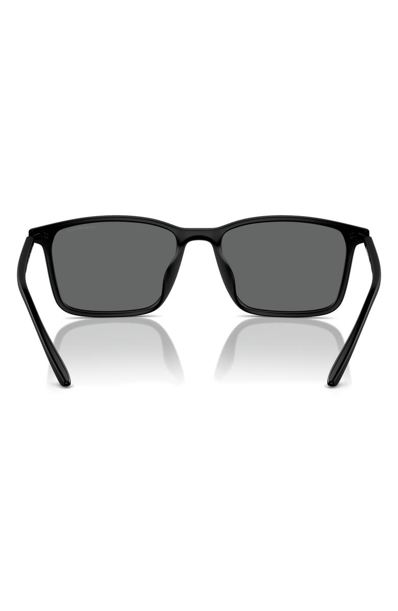 Emporio Armani 56mm Rectangle Sunglasses, Alternate, color, Matte Black / Dark Grey