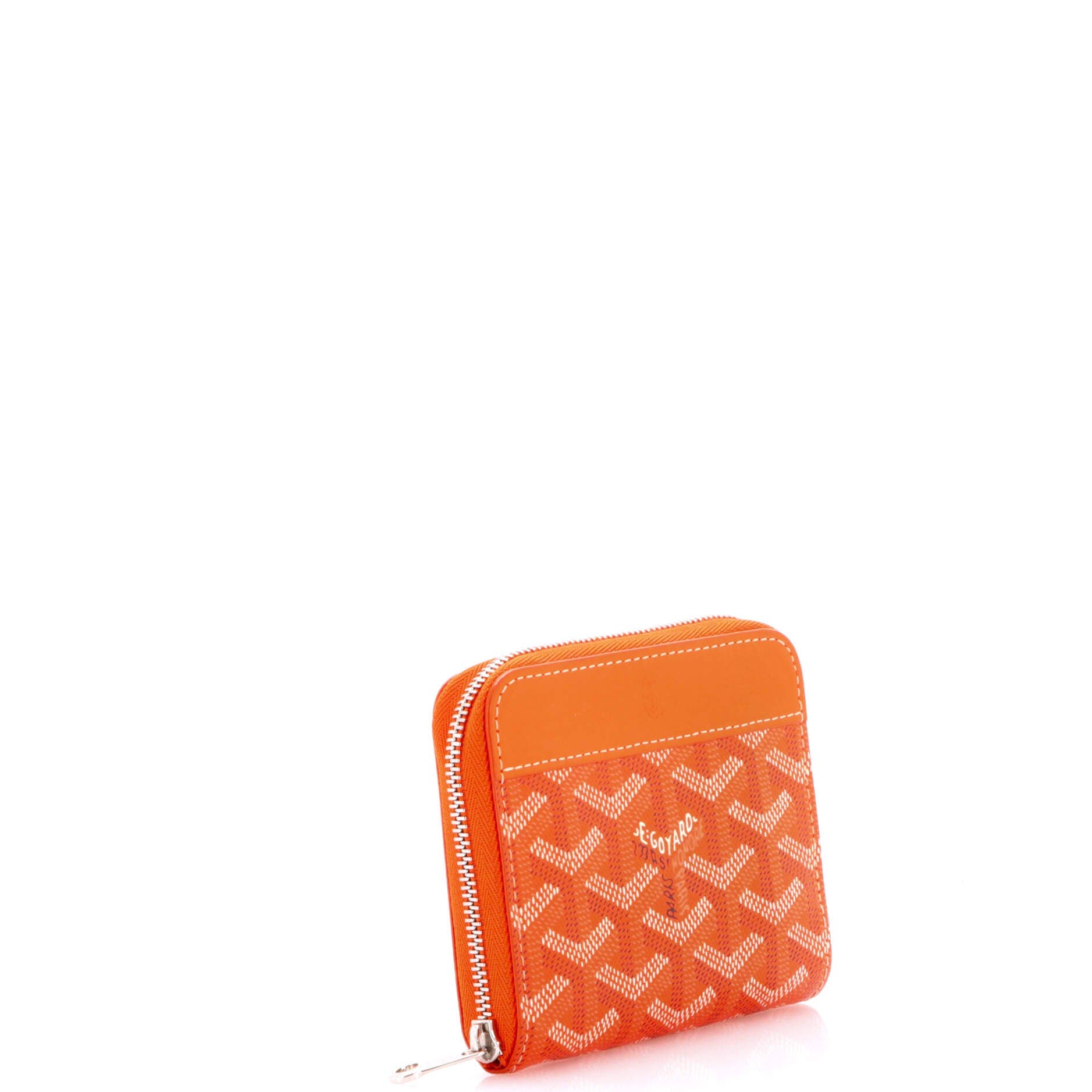 Matignon Zip Wallet Coated Canvas with Leather PM, Alternate, color, Orange