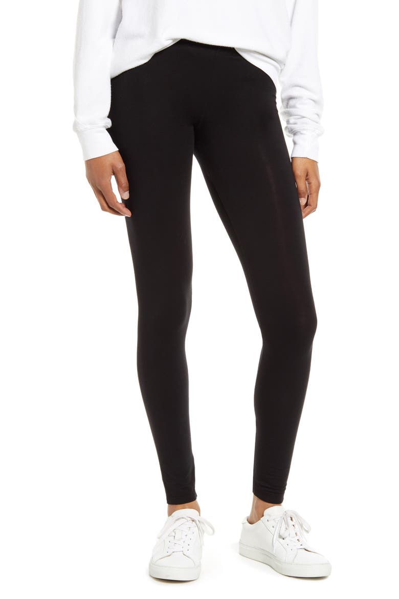 Stretch Cotton Leggings, Main, color, BLACK