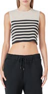 Grey Lab Stripe Crop Tank