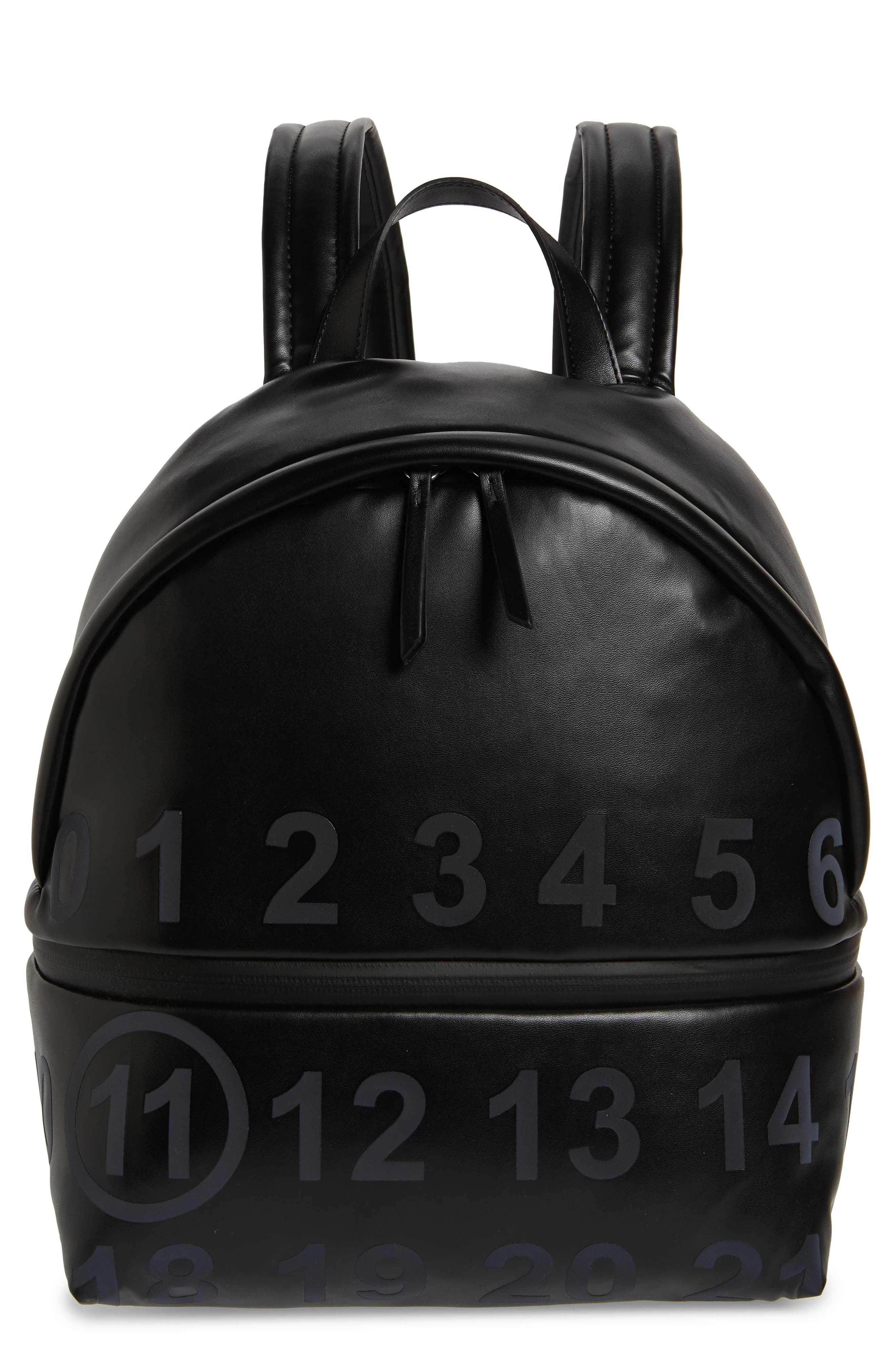 Maison Margiela Medium Number Print Faux Leather Backpack, Main, color, 