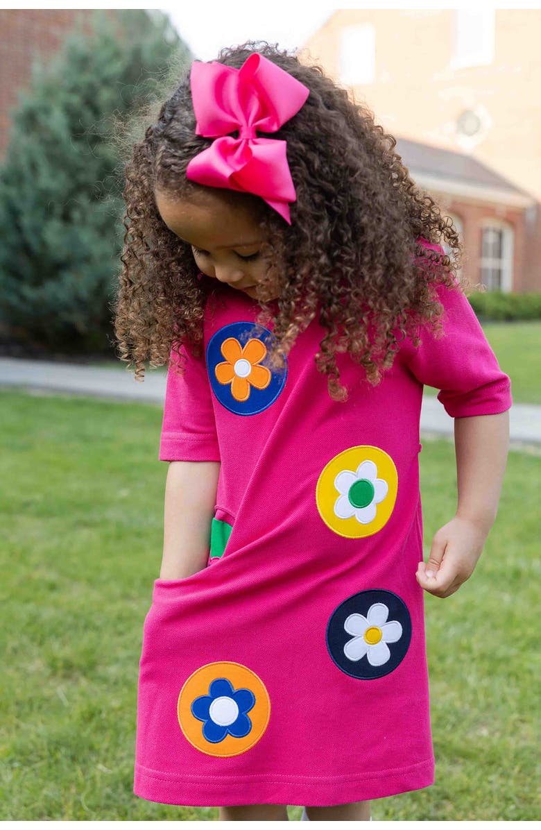 Florence Eiseman Pique Knit Dress With Flower Dots, Alternate, color, Pink, Multicolor