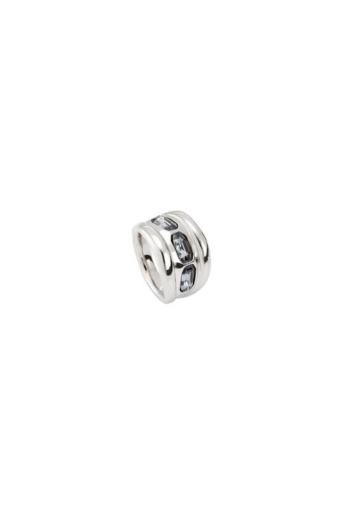Unode50 Sterling Silver-plated Ring With 3 Grey Crystals In Metallic