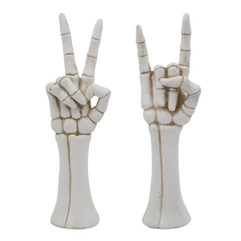Halloween Decorative Sculpture White Resin Tabletop Object