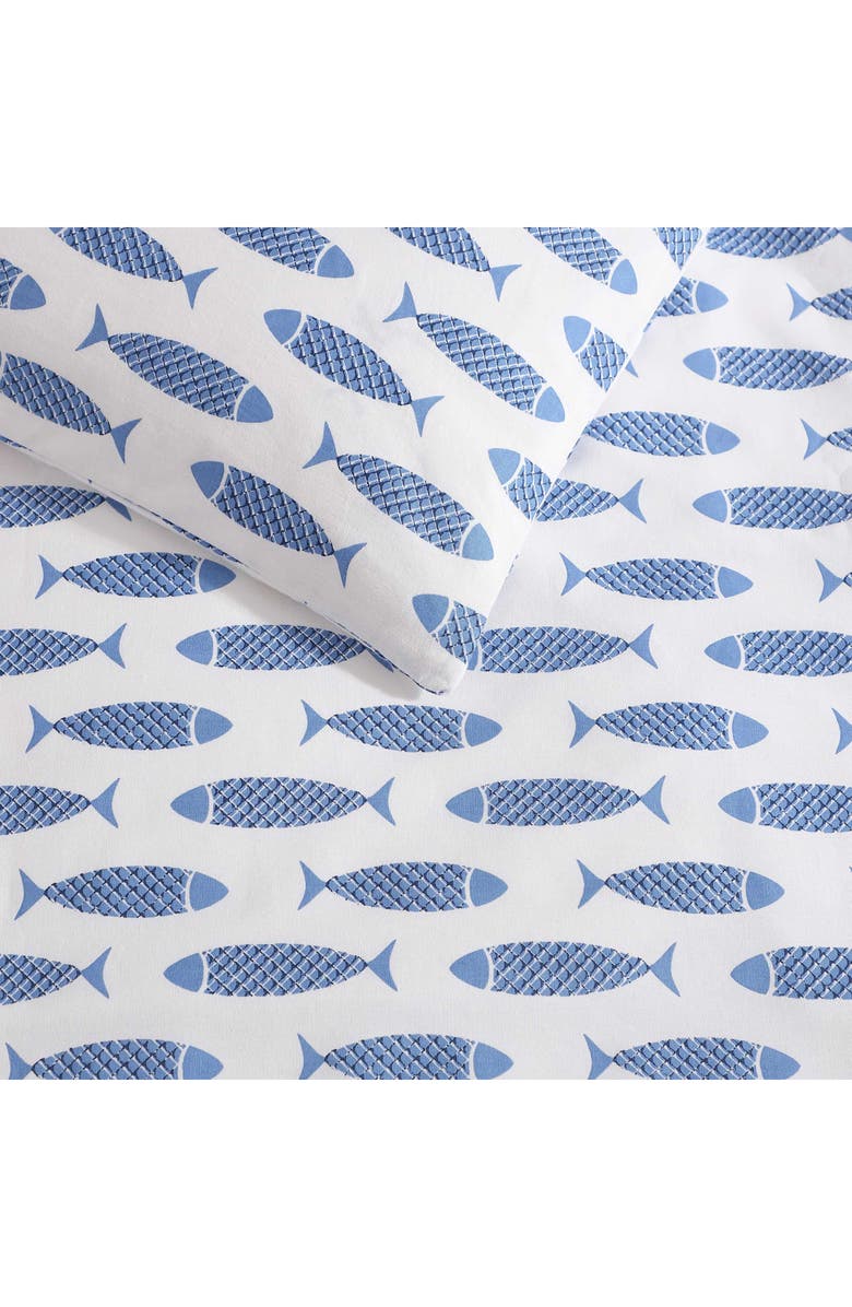 Nautica Fish Cotton Percale Duvet Set, Alternate, color, Blue