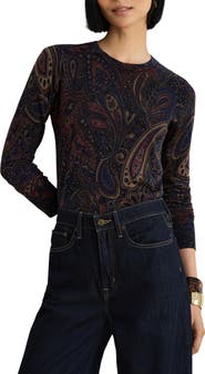 Lauren Ralph Lauren Paisley Cotton & Modal Blend Sweater