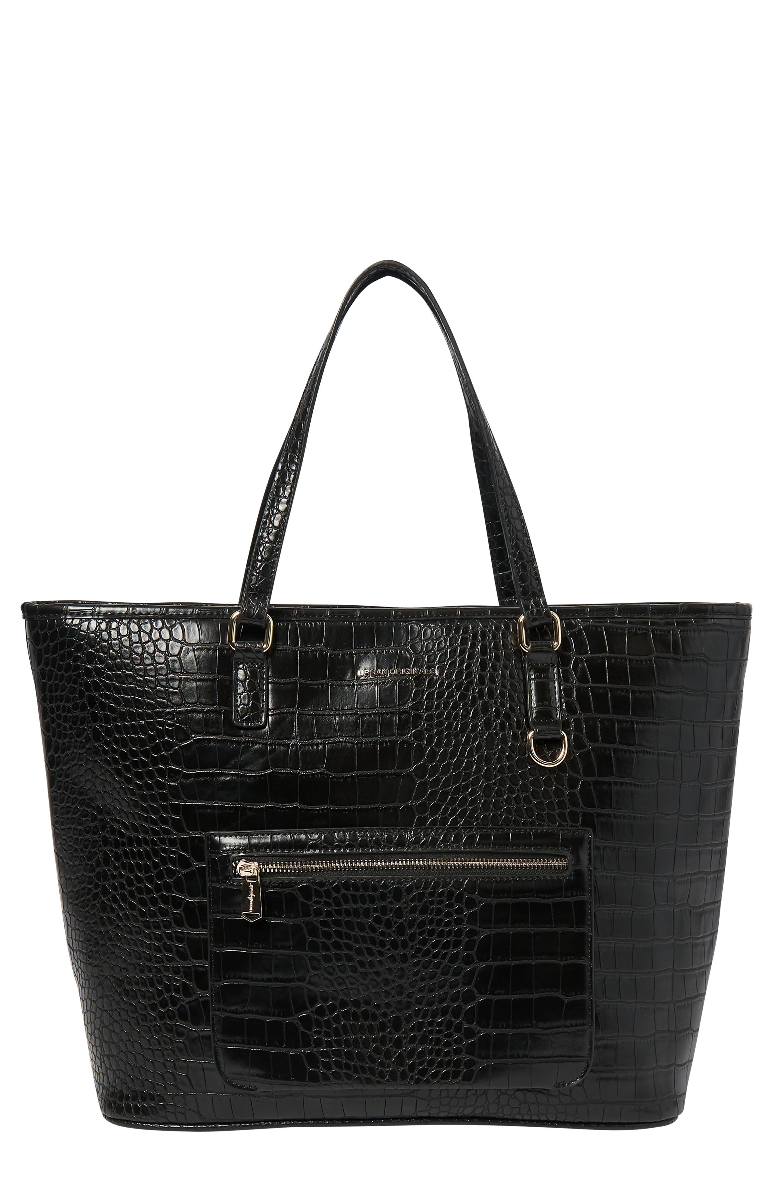 Urban Originals Croc Embossed Vegan Leather Tote, Main, color, 