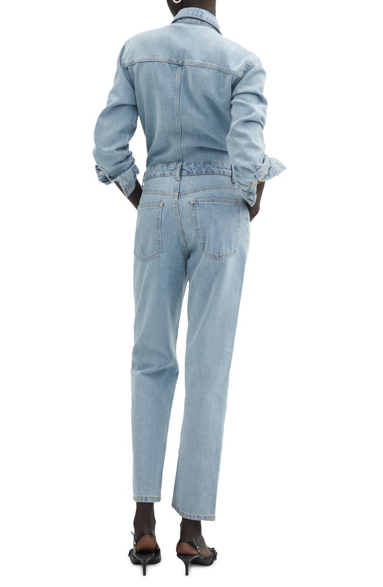 MANGO Long Sleeve Denim Jumpsuit, Alternate, color,