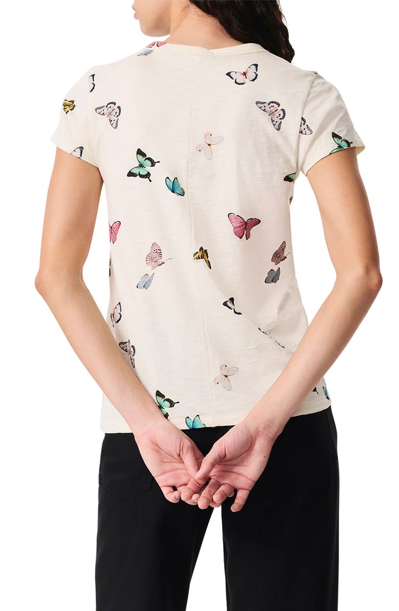 rag & bone Ozzy Butterfly Print Cotton Blend T-Shirt, Alternate, color, Ivory Multi