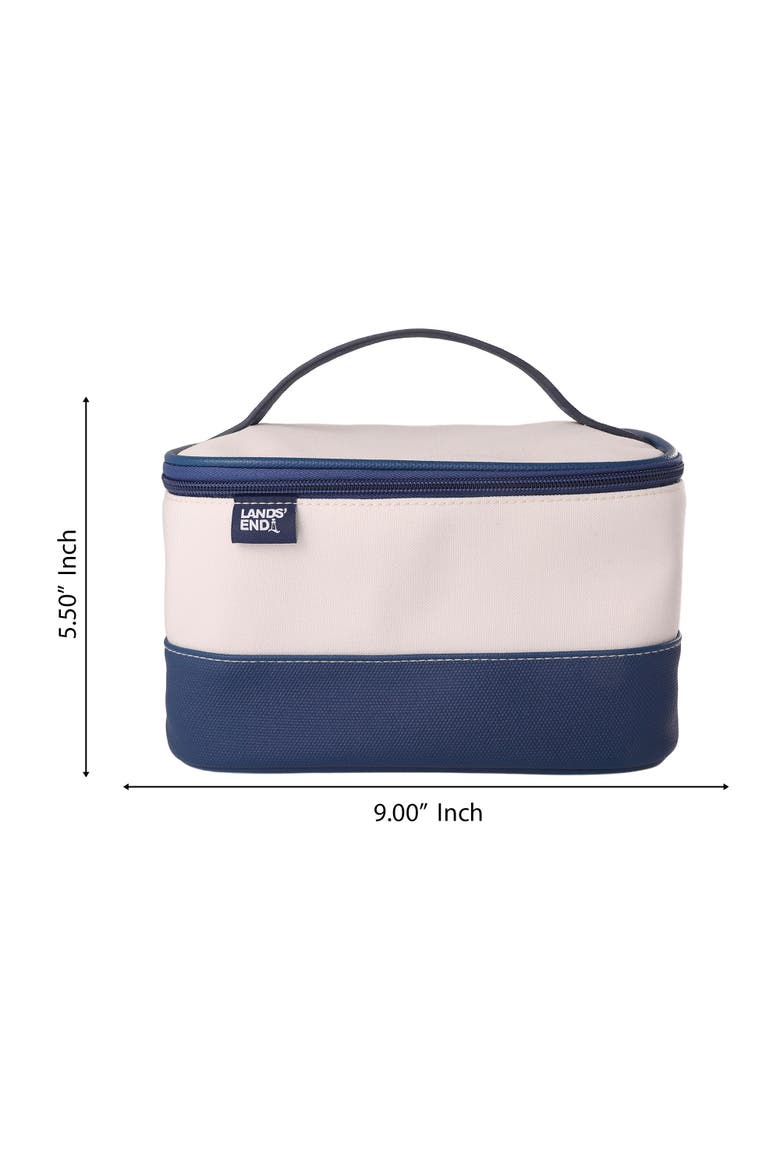 Large Makeup Bag Train Case with 2 100 ML Plastic Travel Bottles, Soft-Sided Cosmetic Travel Bag, Alternate, color, Natural
