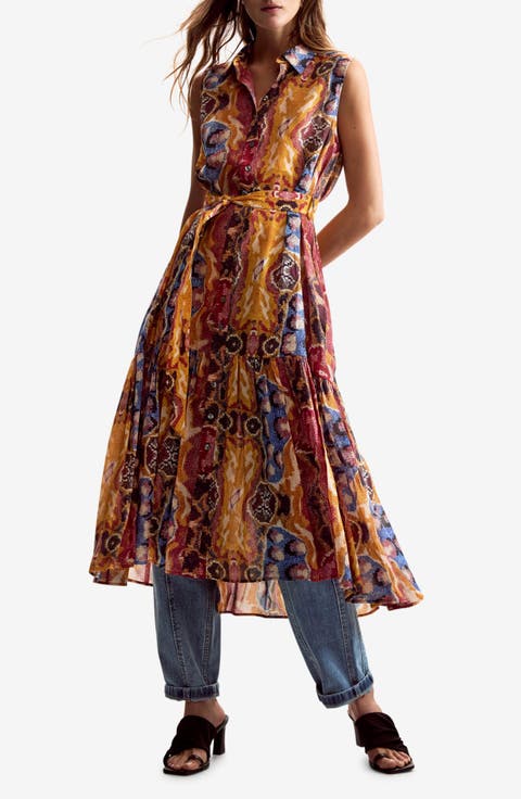 Abstract Print Sleeveless Dress