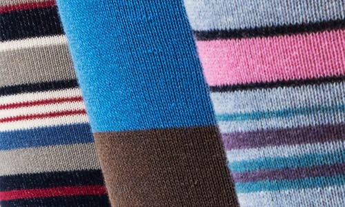 Lorenzo Uomo Mixed Pattern 3-pack Assorted Crew Socks In Blue