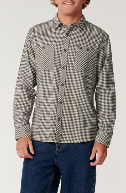 Classic Surf Gingham Check Cotton Button-Up Shirt