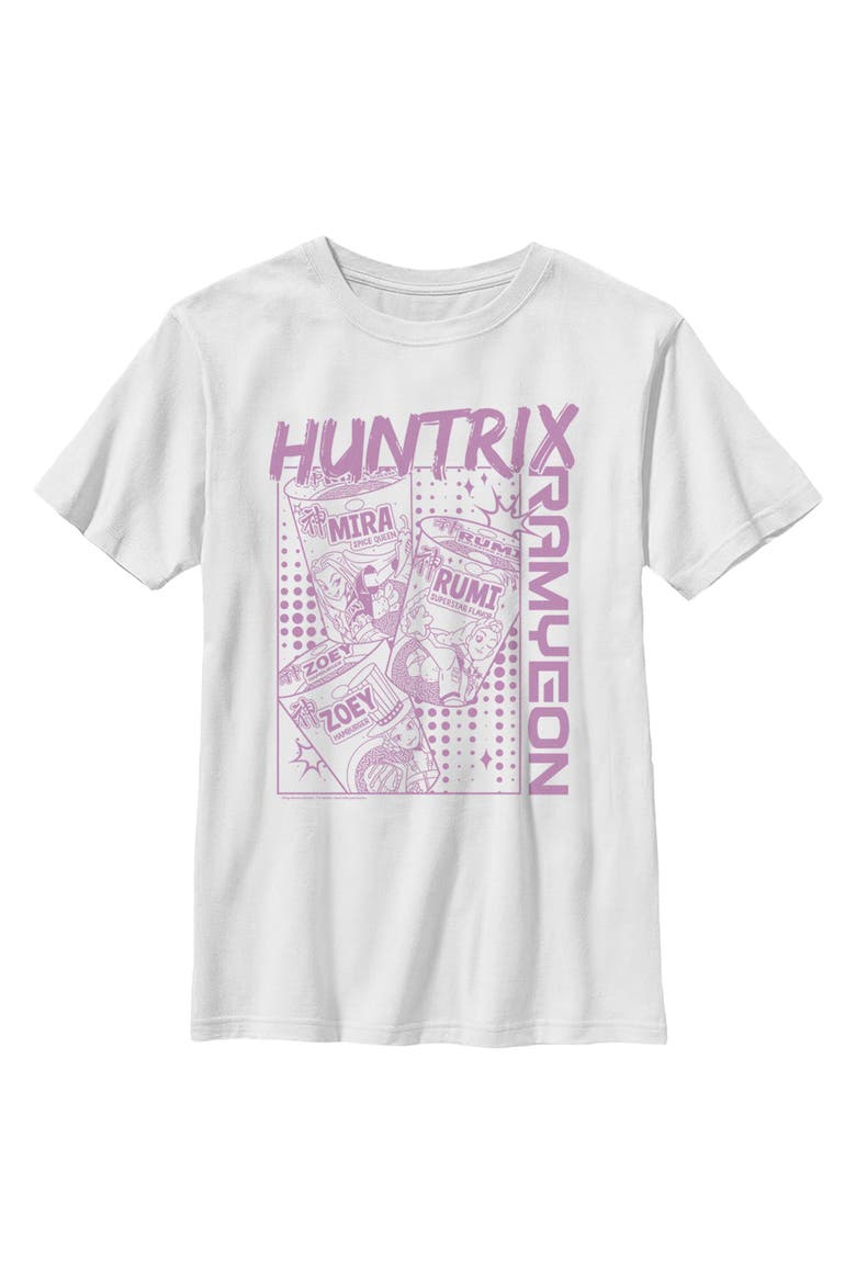 Boy's KPop Demon Hunters Zoey Mira and Rumi Ramyeon  Graphic T-Shirt, Main, color, White