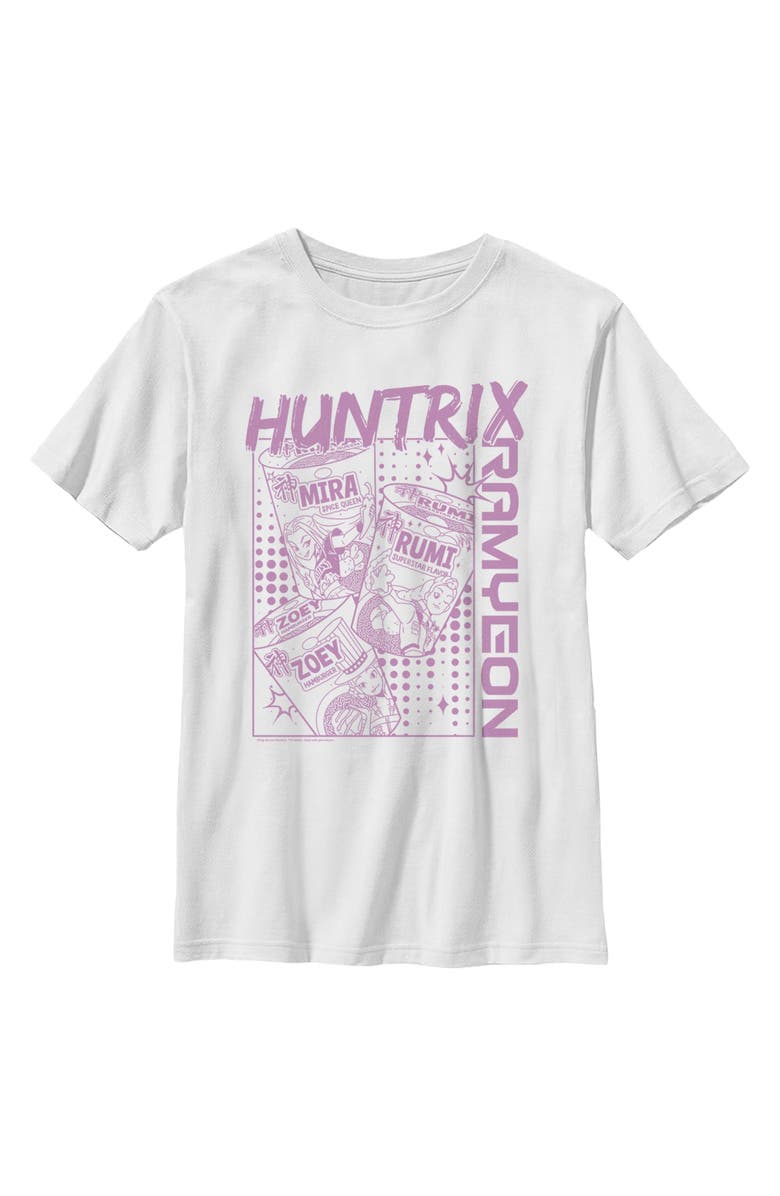 KPop Demon Hunters Boy's KPop Demon Hunters Zoey Mira and Rumi Ramyeon  Graphic T-Shirt, Main, color, White