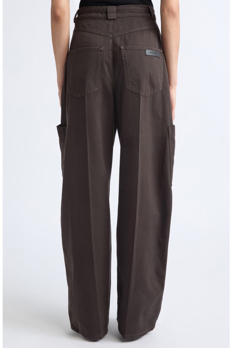 Spigola Oversize Cotton Denim Barrel Leg Cargo Pants, Alternate, color, CHOCOLATE