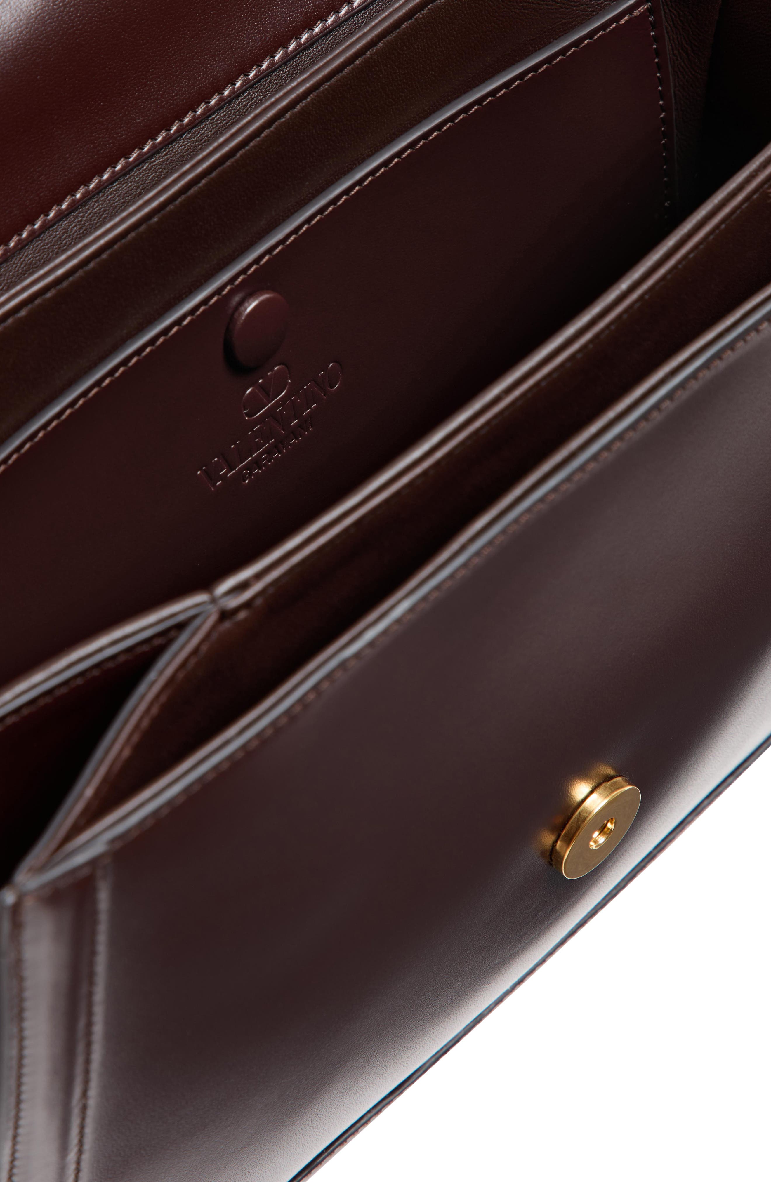 Valentino Garavani 9TO5 Leather Shoulder Bag, Alternate, color, Brown/ Black