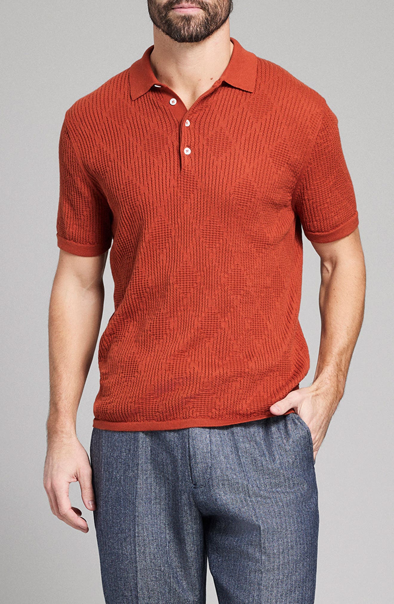 Diamond Stitch Polo Sweater - image 5