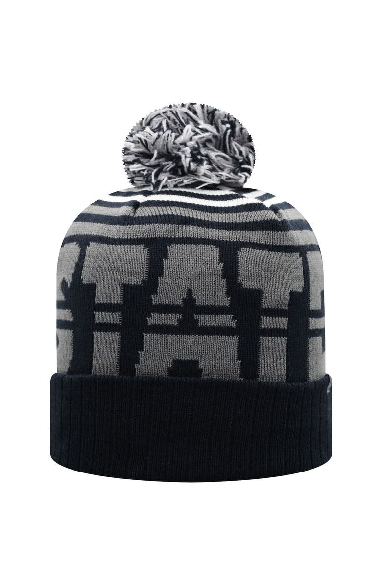 TOP OF THE WORLD Men's Top of the World Navy/Gray Penn State Nittany Lions Colossal Cuffed Knit Hat with Pom, Alternate, color,