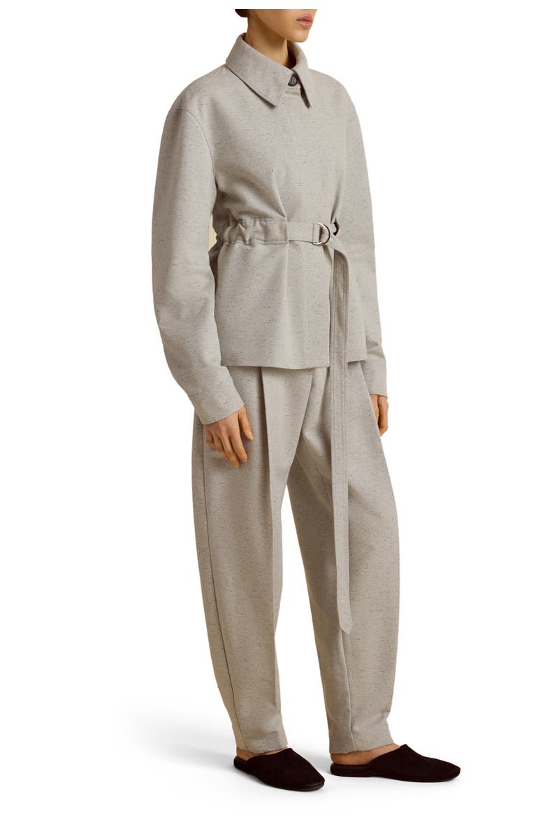 Marina Moscone Cotton Belted Bomber, Main, color, Perla