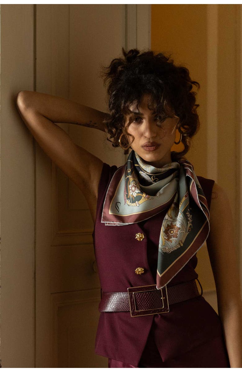 Elizabetta Carozza- Silk Foulard for Women, Alternate, color, Antique Jade