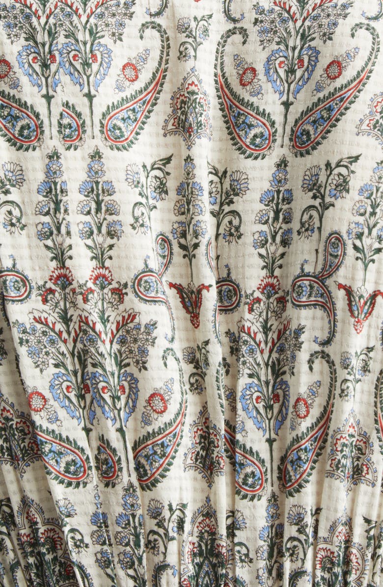 Veronica Beard Paisley Tie Waist Midi Dress, Alternate, color, Ecru Multi