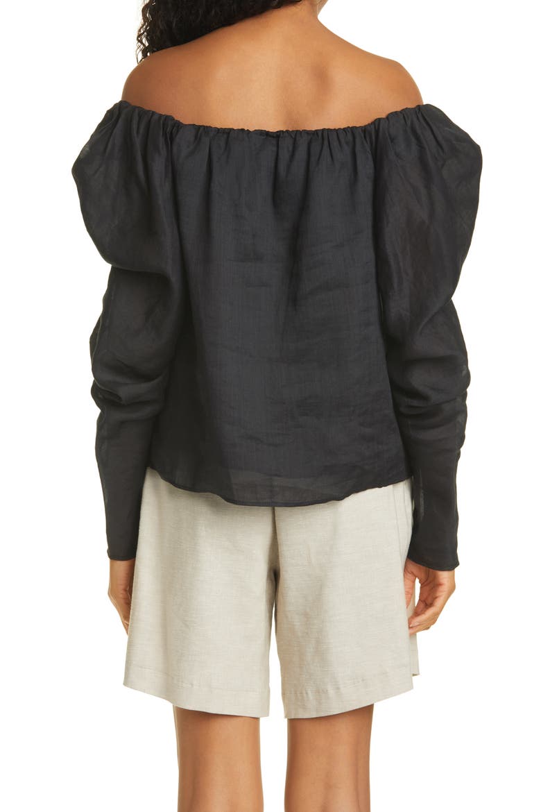 Billow Off the Shoulder Top, Alternate, color, NOIR