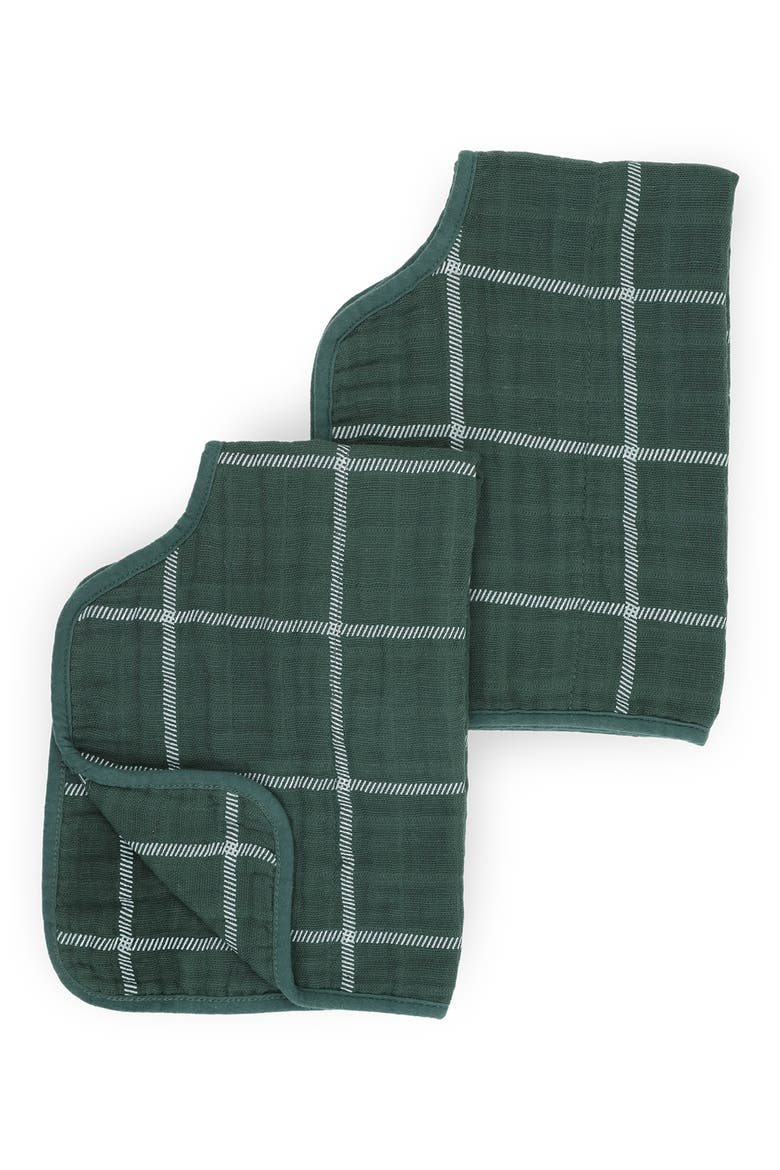 Assorted 2-Pack Cotton Muslin Burp Cloths, Alternate, color, EVERGREEN PLAID