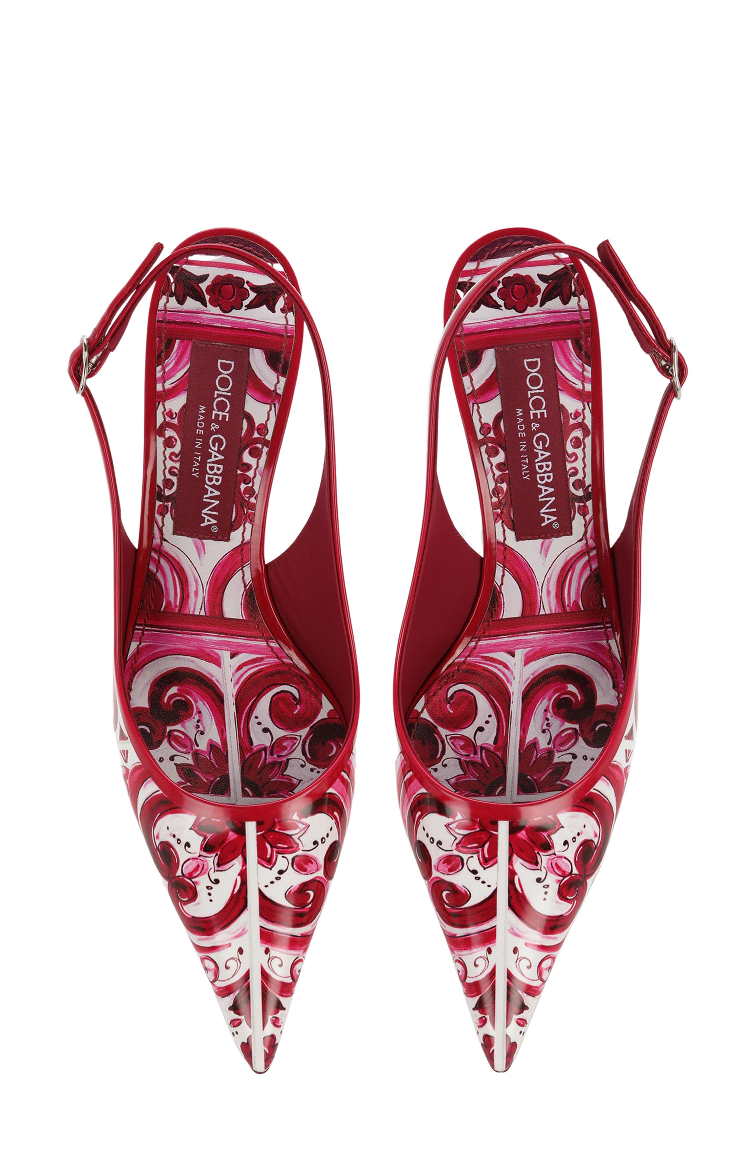 Dolce&Gabbana Lollo Majolica Print Pointed Toe Slingback Pump, Alternate, color, 