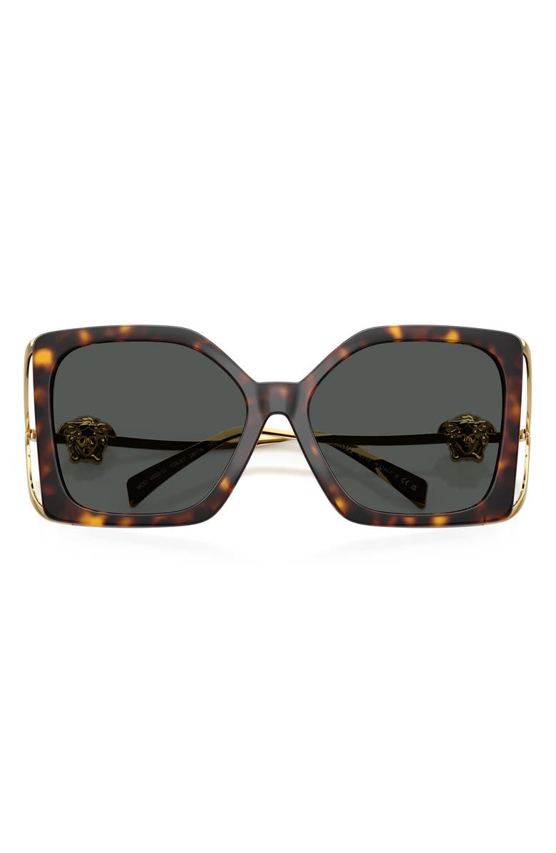 Versace 58mm Square Sunglasses, Alternate, color, Havana / Dark Grey