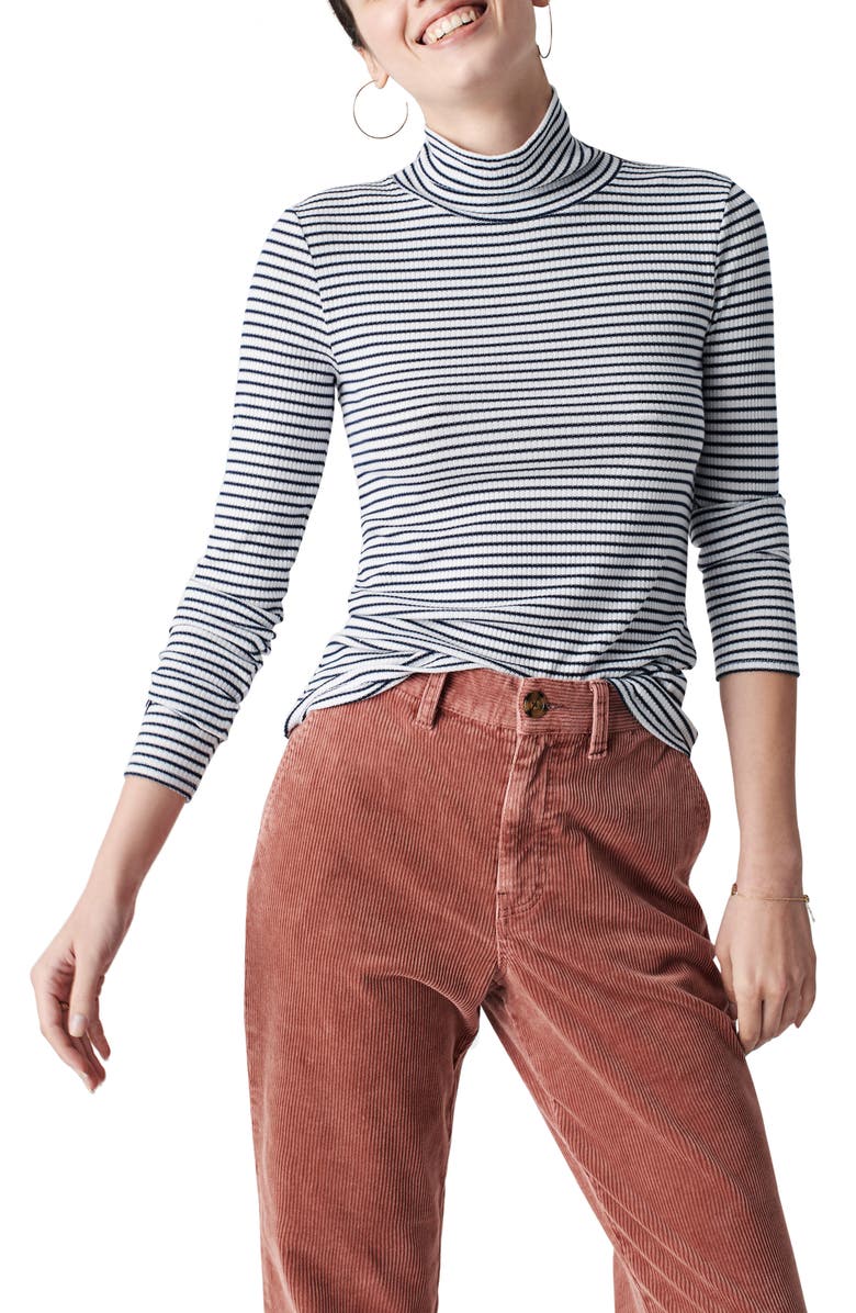 Faherty Legend Roscoe Rib Turtleneck, Main, color, Abyss Stripe