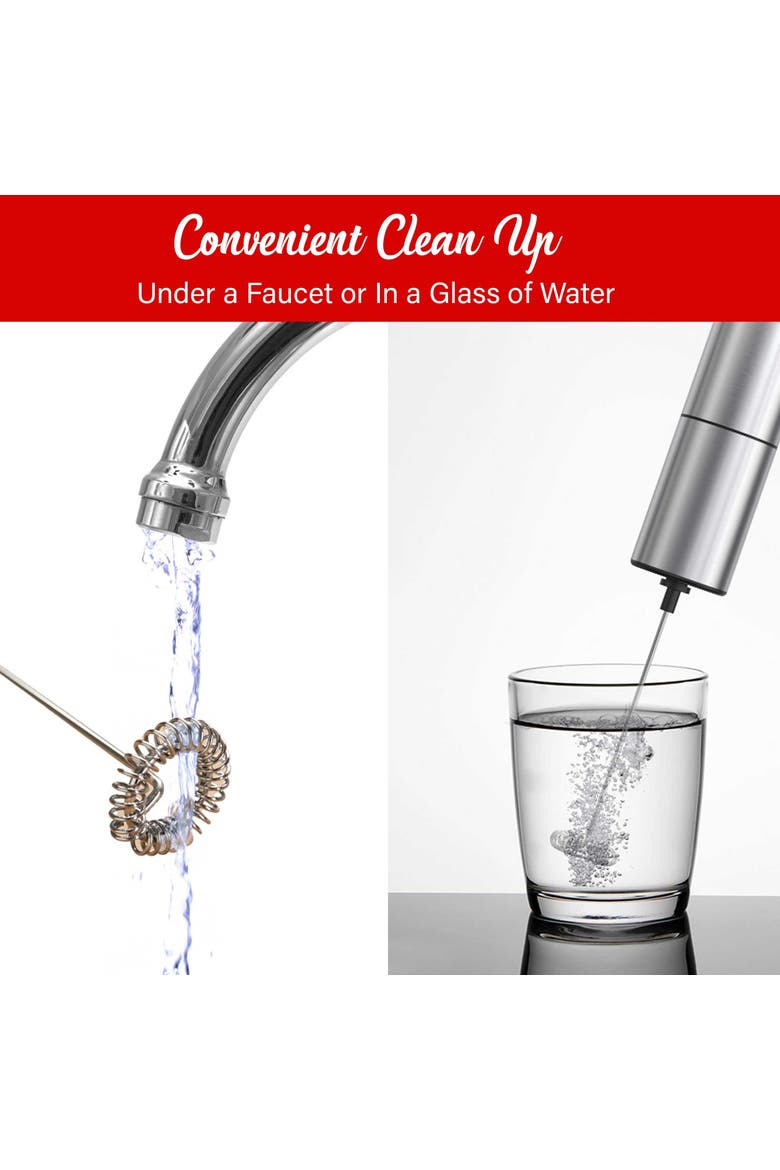Battery Operated Stainless Steel Electric Milk Frother, Alternate, color, Silver