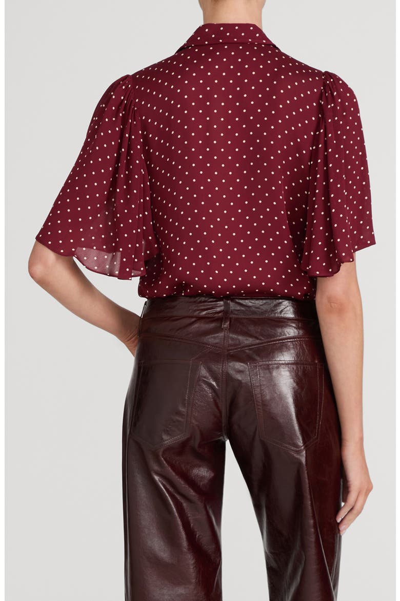 The Flutter Polka Dot Silk Shirt, Alternate, color, DEEP GARNET POLKA DOT