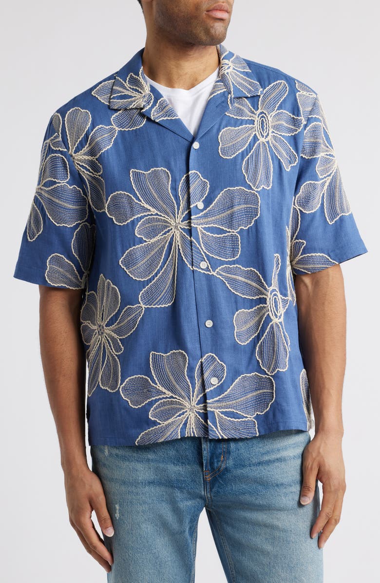 Corridor Floral Appliqué Camp Shirt, Alternate, color,