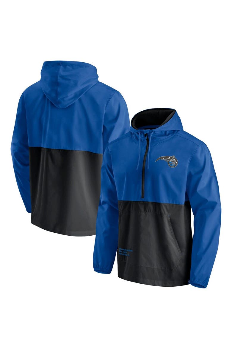 Men's Fanatics Branded Blue/Black Orlando Magic Anorak Block Party Windbreaker Half-Zip Hoodie Jacket, Main, color, Blue