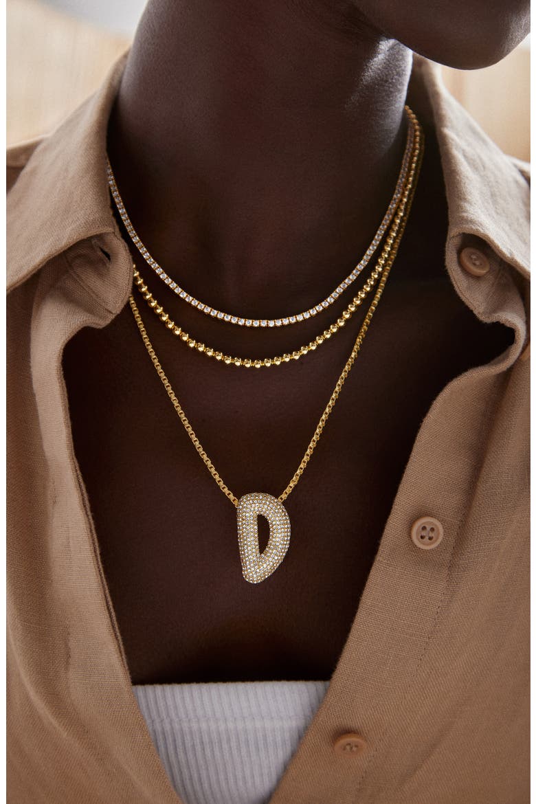 Bubble Initial Pendant Necklace, Alternate, color, CLEAR D