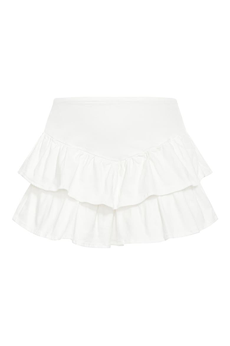 Amina Frill Tiered Denim Shorts, Alternate, color, IVORY