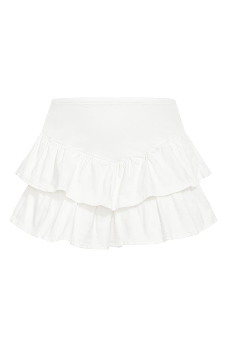 City Chic Amina Frill Tiered Denim Shorts, Alternate, color, 